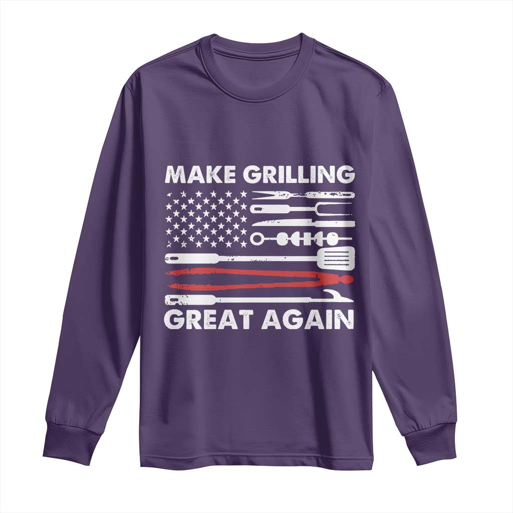 Funny BBQ Grilling Pitmaster Long Sleeve Shirt Make Grilling Great Again Chef Smoking Tools TS09 Purple Print Your Wear