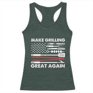 Funny BBQ Grilling Pitmaster Racerback Tank Top Make Grilling Great Again Chef Smoking Tools TS09 Dark Forest Green Print Your Wear