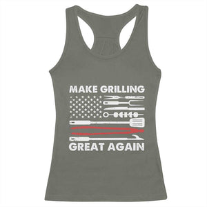 Funny BBQ Grilling Pitmaster Racerback Tank Top Make Grilling Great Again Chef Smoking Tools TS09 Military Green Print Your Wear
