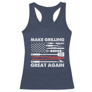 Funny BBQ Grilling Pitmaster Racerback Tank Top Make Grilling Great Again Chef Smoking Tools TS09 Navy Print Your Wear