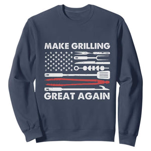 Funny BBQ Grilling Pitmaster Sweatshirt Make Grilling Great Again Chef Smoking Tools TS09 Navy Print Your Wear