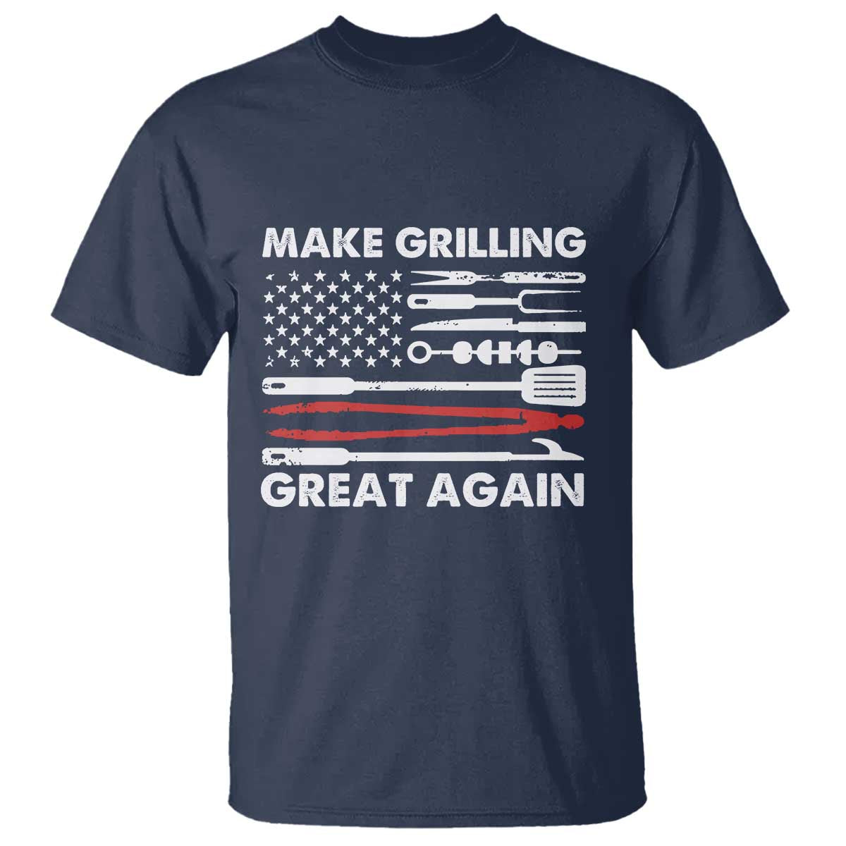 Funny BBQ Grilling Pitmaster T Shirt Make Grilling Great Again Chef Smoking Tools TS09 Navy Print Your Wear