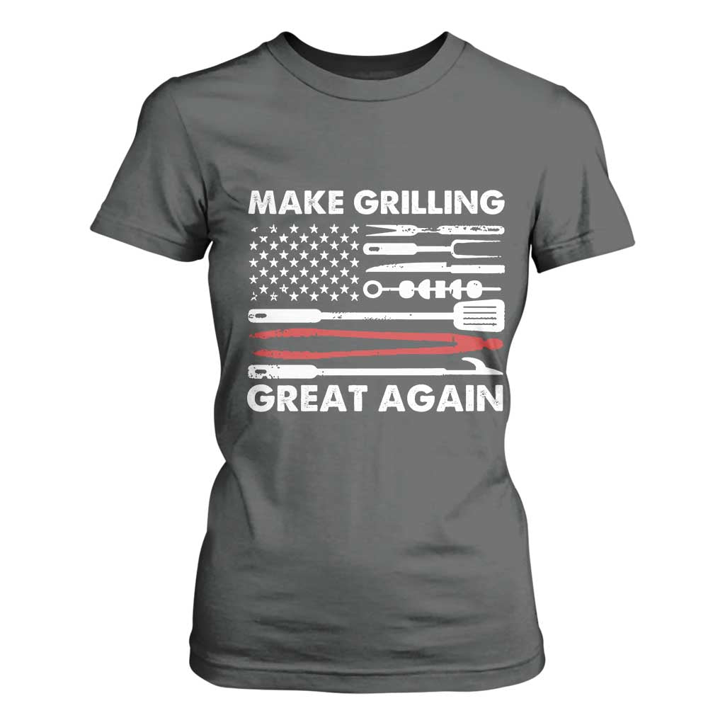 Funny BBQ Grilling Pitmaster T Shirt For Women Make Grilling Great Again Chef Smoking Tools TS09 Dark Heather Print Your Wear