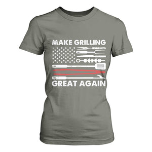 Funny BBQ Grilling Pitmaster T Shirt For Women Make Grilling Great Again Chef Smoking Tools TS09 Military Green Print Your Wear