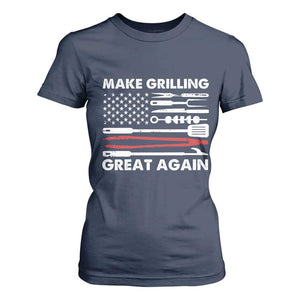 Funny BBQ Grilling Pitmaster T Shirt For Women Make Grilling Great Again Chef Smoking Tools TS09 Navy Print Your Wear