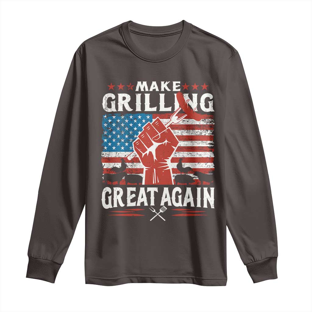 Funny BBQ Lover Long Sleeve Shirt Make Grilling Great Again Smoker Grill Sausages TS09 Dark Chocolate Print Your Wear