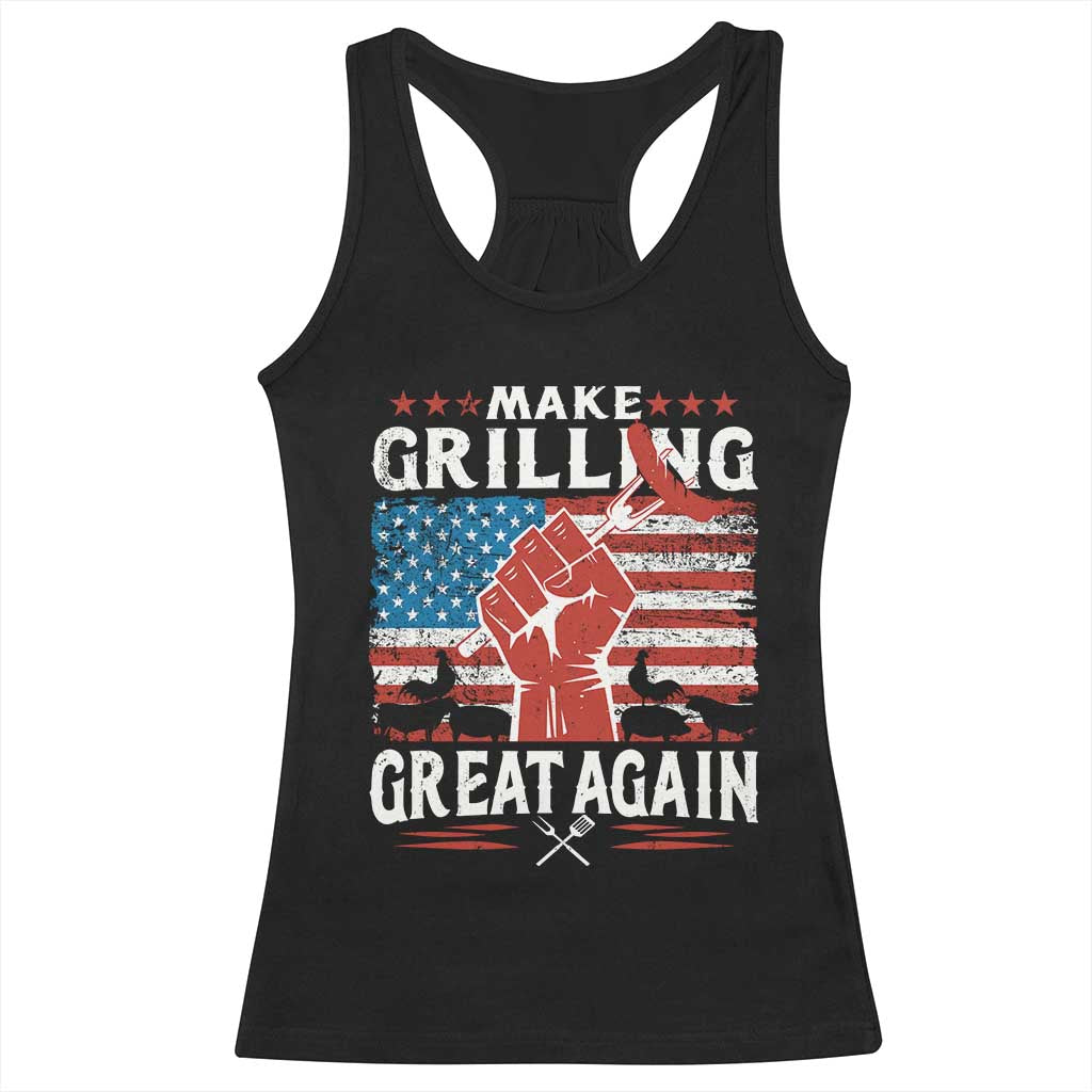 Funny BBQ Lover Racerback Tank Top Make Grilling Great Again Smoker Grill Sausages TS09 Black Print Your Wear