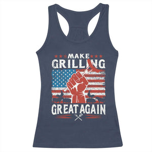 Funny BBQ Lover Racerback Tank Top Make Grilling Great Again Smoker Grill Sausages TS09 Navy Print Your Wear