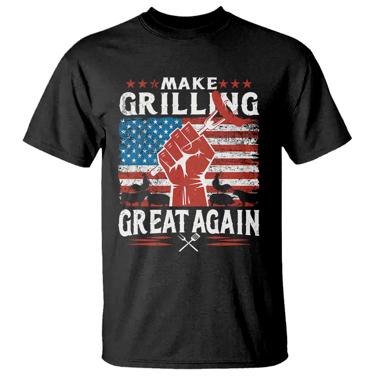 Funny BBQ Lover T Shirt Make Grilling Great Again Smoker Grill Sausages TS09 Black Print Your Wear
