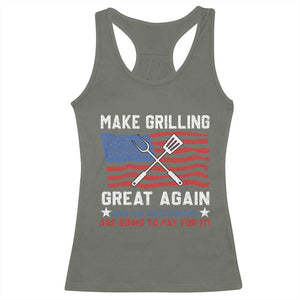 Funny BBQ Lover Racerback Tank Top Make Grilling Great Again And The Vegetarians Are Going To Pay For It TS09 Military Green Print Your Wear