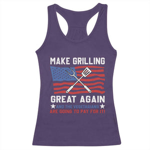 Funny BBQ Lover Racerback Tank Top Make Grilling Great Again And The Vegetarians Are Going To Pay For It TS09 Purple Print Your Wear
