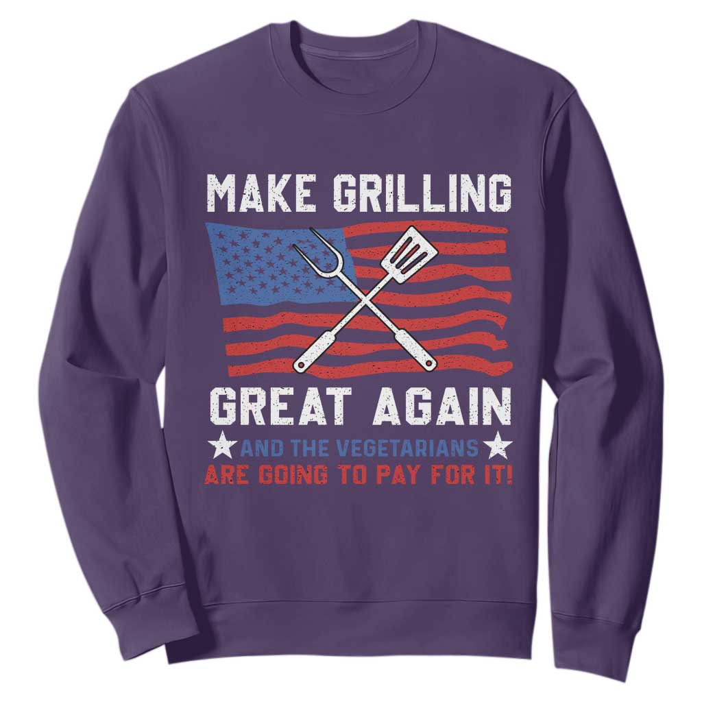 Funny BBQ Lover Sweatshirt Make Grilling Great Again And The Vegetarians Are Going To Pay For It TS09 Purple Print Your Wear