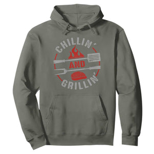 Funny BBQ Lover Hoodie Chillin And Grillin Smoker Grilling Pitmaster TS09 Military Green Print Your Wear