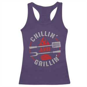 Funny BBQ Lover Racerback Tank Top Chillin And Grillin Smoker Grilling Pitmaster TS09 Purple Print Your Wear