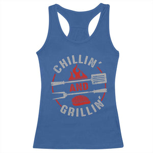Funny BBQ Lover Racerback Tank Top Chillin And Grillin Smoker Grilling Pitmaster TS09 Royal Blue Print Your Wear