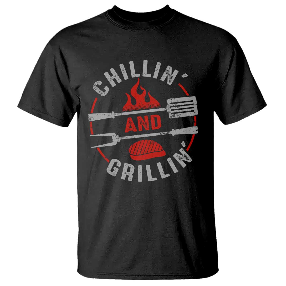 Funny BBQ Lover T Shirt Chillin And Grillin Smoker Grilling Pitmaster TS09 Black Print Your Wear