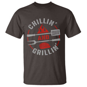 Funny BBQ Lover T Shirt Chillin And Grillin Smoker Grilling Pitmaster TS09 Dark Chocolate Print Your Wear