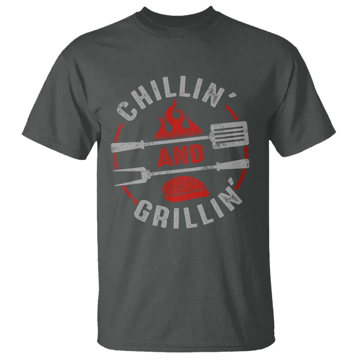 Funny BBQ Lover T Shirt Chillin And Grillin Smoker Grilling Pitmaster TS09 Dark Heather Print Your Wear