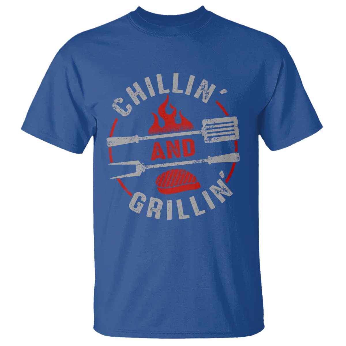 Funny BBQ Lover T Shirt Chillin And Grillin Smoker Grilling Pitmaster TS09 Royal Blue Print Your Wear