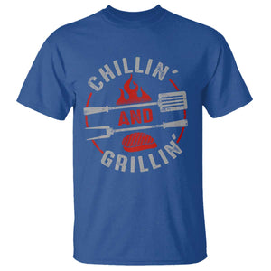Funny BBQ Lover T Shirt Chillin And Grillin Smoker Grilling Pitmaster TS09 Royal Blue Print Your Wear