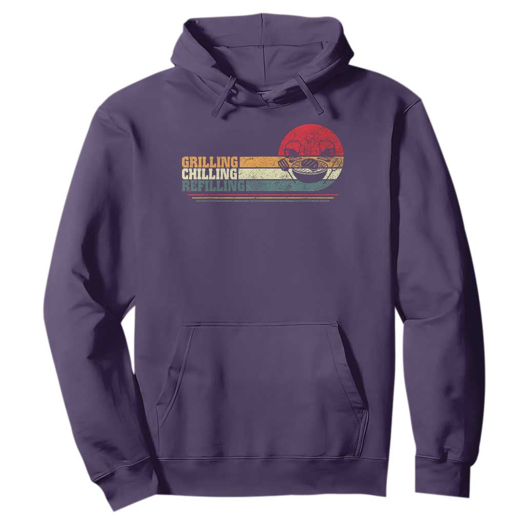 Funny BBQ Lover Hoodie Grilling Chillin' Refillin Beer Drinking Smoker Grilling Pitmaster TS09 Purple Print Your Wear