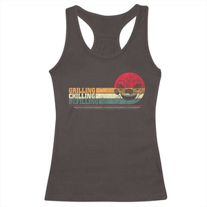 Funny BBQ Lover Racerback Tank Top Grilling Chillin' Refillin Beer Drinking Smoker Grilling Pitmaster TS09 Dark Chocolate Print Your Wear