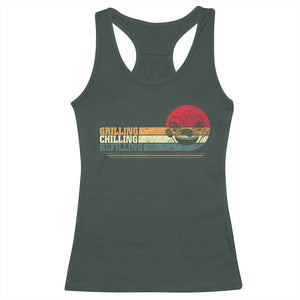 Funny BBQ Lover Racerback Tank Top Grilling Chillin' Refillin Beer Drinking Smoker Grilling Pitmaster TS09 Dark Forest Green Print Your Wear