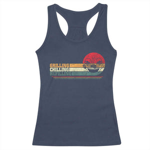 Funny BBQ Lover Racerback Tank Top Grilling Chillin' Refillin Beer Drinking Smoker Grilling Pitmaster TS09 Navy Print Your Wear