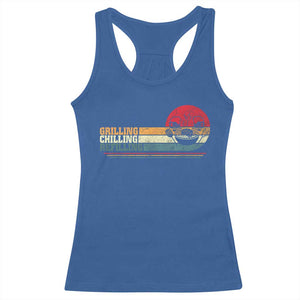 Funny BBQ Lover Racerback Tank Top Grilling Chillin' Refillin Beer Drinking Smoker Grilling Pitmaster TS09 Royal Blue Print Your Wear