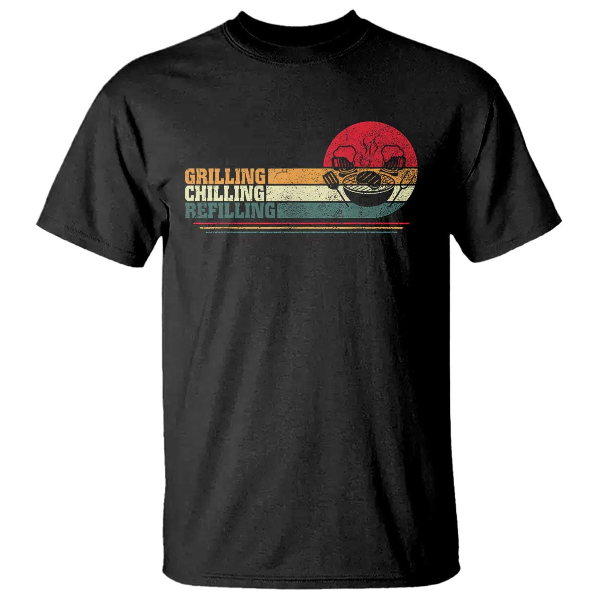 Funny BBQ Lover T Shirt Grilling Chillin' Refillin Beer Drinking Smoker Grilling Pitmaster TS09 Black Print Your Wear
