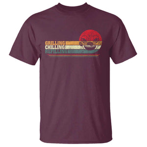 Funny BBQ Lover T Shirt Grilling Chillin' Refillin Beer Drinking Smoker Grilling Pitmaster TS09 Maroon Print Your Wear