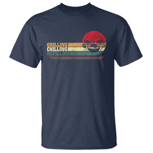Funny BBQ Lover T Shirt Grilling Chillin' Refillin Beer Drinking Smoker Grilling Pitmaster TS09 Navy Print Your Wear