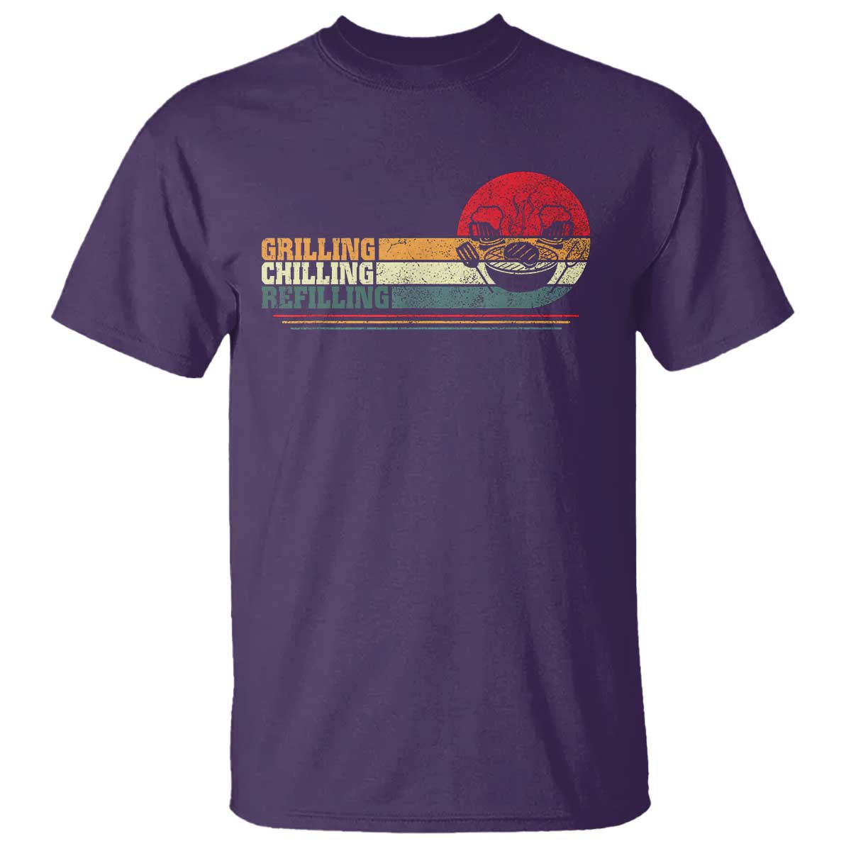 Funny BBQ Lover T Shirt Grilling Chillin' Refillin Beer Drinking Smoker Grilling Pitmaster TS09 Purple Print Your Wear