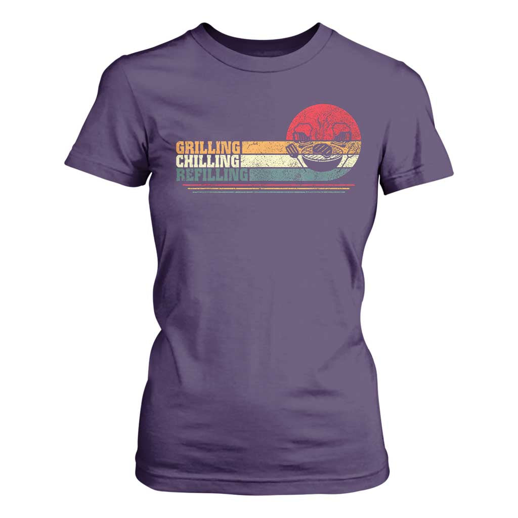 Funny BBQ Lover T Shirt For Women Grilling Chillin' Refillin Beer Drinking Smoker Grilling Pitmaster TS09 Purple Print Your Wear
