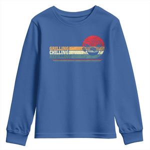 Funny BBQ Lover Youth Sweatshirt Grilling Chillin' Refillin Beer Drinking Smoker Grilling Pitmaster TS09 Royal Blue Print Your Wear