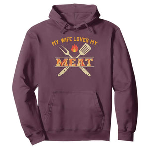Funny BBQ Grilling Pitmaster Hoodie My Wife Loves My Meat TS09 Maroon Print Your Wear