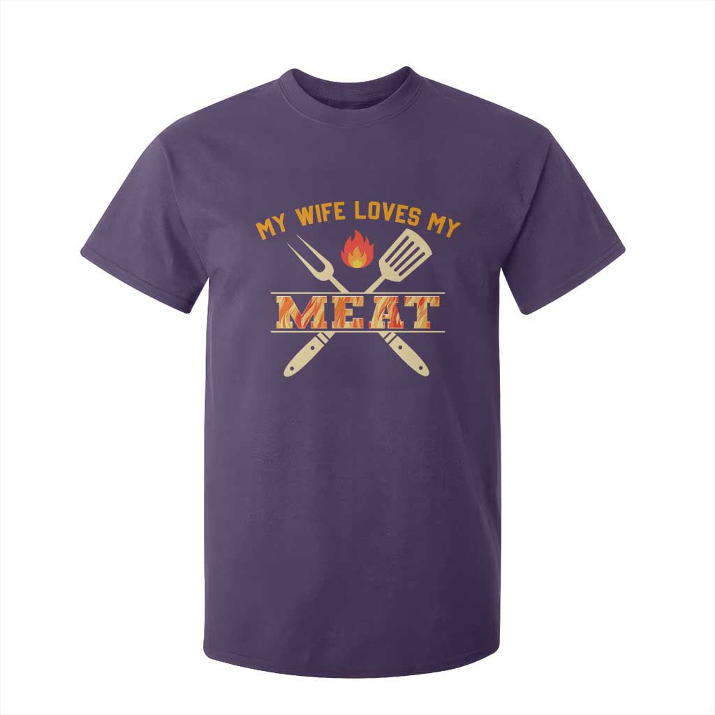 Funny BBQ Grilling Pitmaster T Shirt For Kid My Wife Loves My Meat TS09 Purple Print Your Wear
