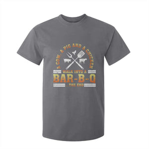 Funny BBQ Lover T Shirt For Kid A Cow A Pig And A Chicken Walk Into A Bar B Q Barbecue Pitmaster TS09 Charcoal Print Your Wear