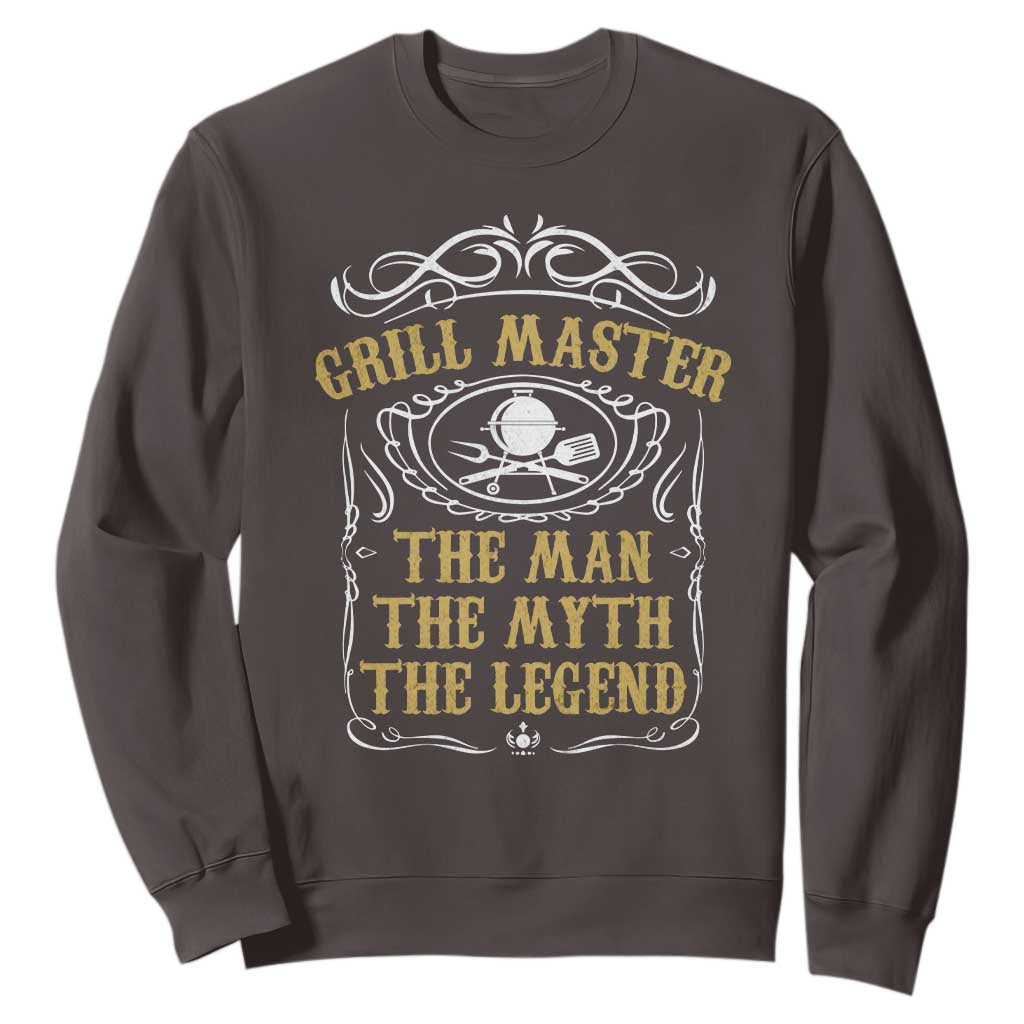 BBQ Grilling Pitmaster Sweatshirt Grill Master The Man The Myth The Legend TS09 Dark Chocolate Print Your Wear