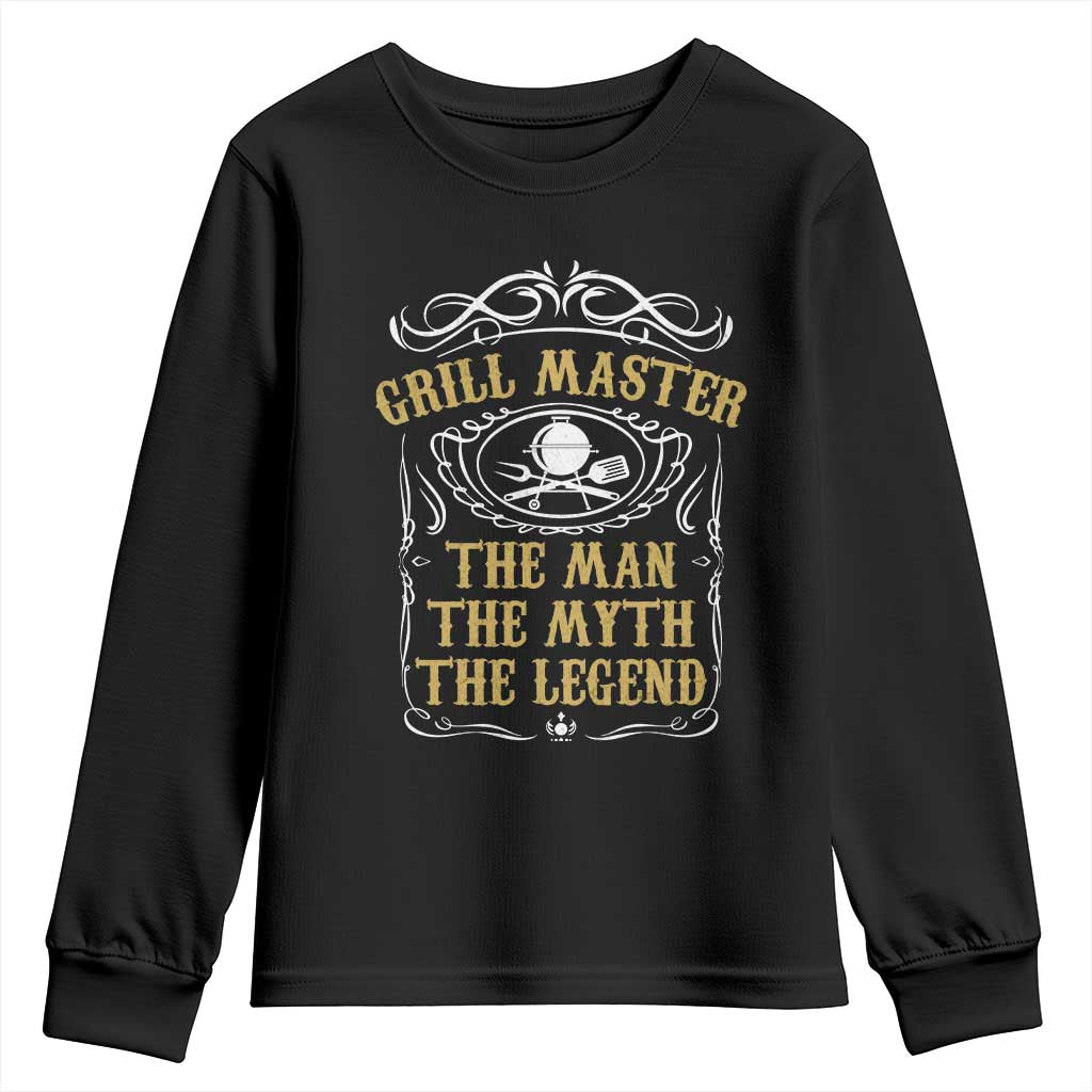 BBQ Grilling Pitmaster Youth Sweatshirt Grill Master The Man The Myth The Legend TS09 Black Print Your Wear