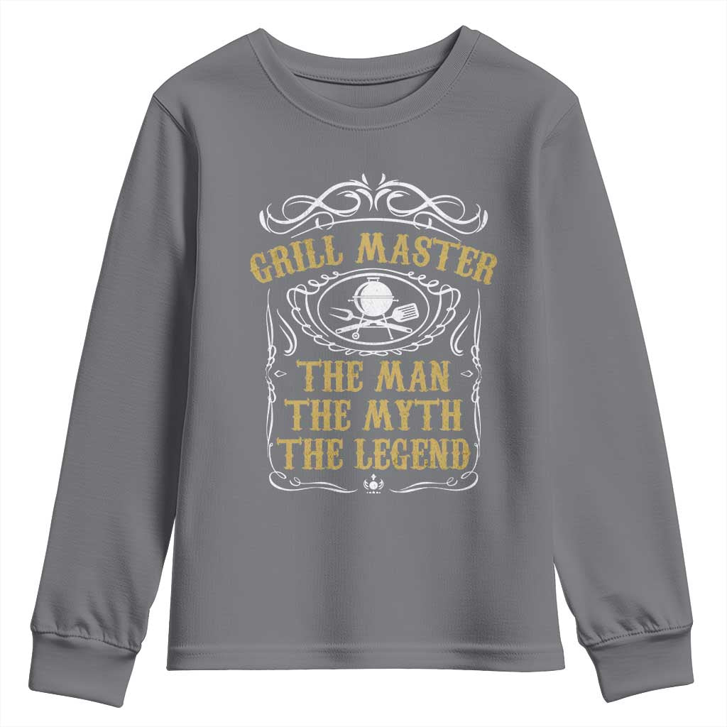 BBQ Grilling Pitmaster Youth Sweatshirt Grill Master The Man The Myth The Legend TS09 Charcoal Print Your Wear