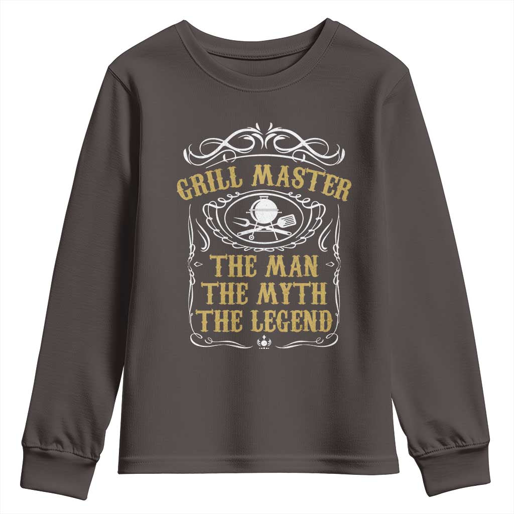 BBQ Grilling Pitmaster Youth Sweatshirt Grill Master The Man The Myth The Legend TS09 Dark Chocolate Print Your Wear