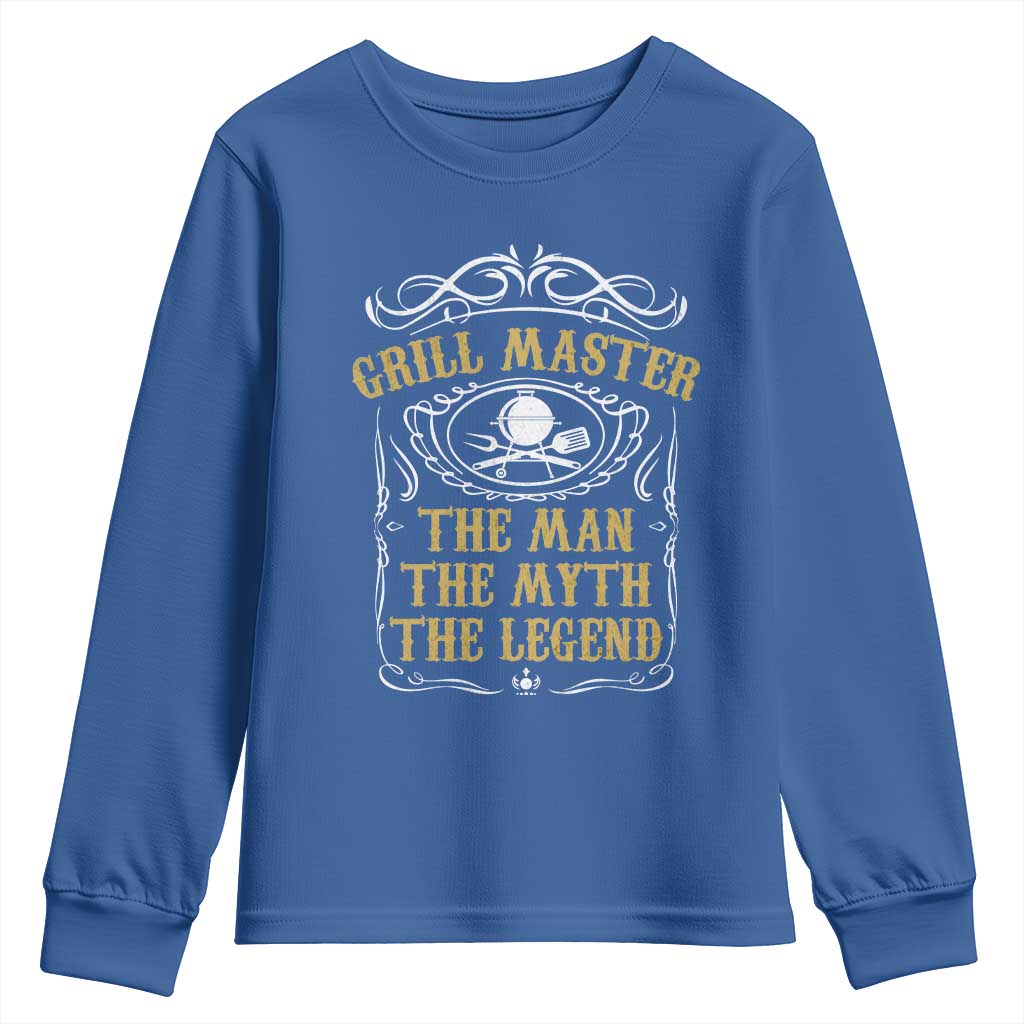 BBQ Grilling Pitmaster Youth Sweatshirt Grill Master The Man The Myth The Legend TS09 Royal Blue Print Your Wear