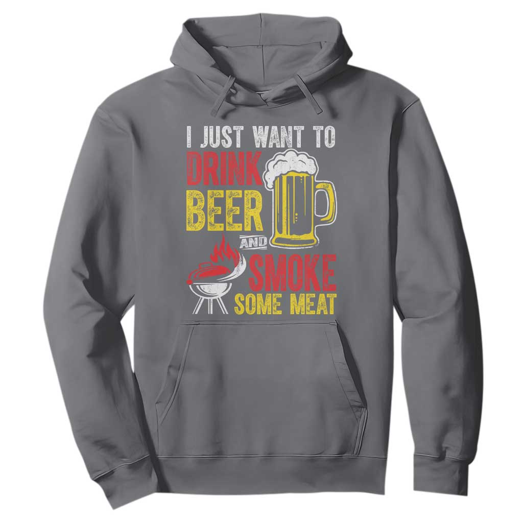 Funny BBQ Beer Lover Hoodie Just Want To Drink Beer And Smoke Some Meat TS09 Charcoal Print Your Wear