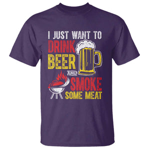 Funny BBQ Beer Lover T Shirt Just Want To Drink Beer And Smoke Some Meat TS09 Purple Print Your Wear