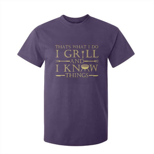 Funny BBQ Grilling Pitmaster T Shirt For Kid I Grill And Know Things TS09 Purple Print Your Wear