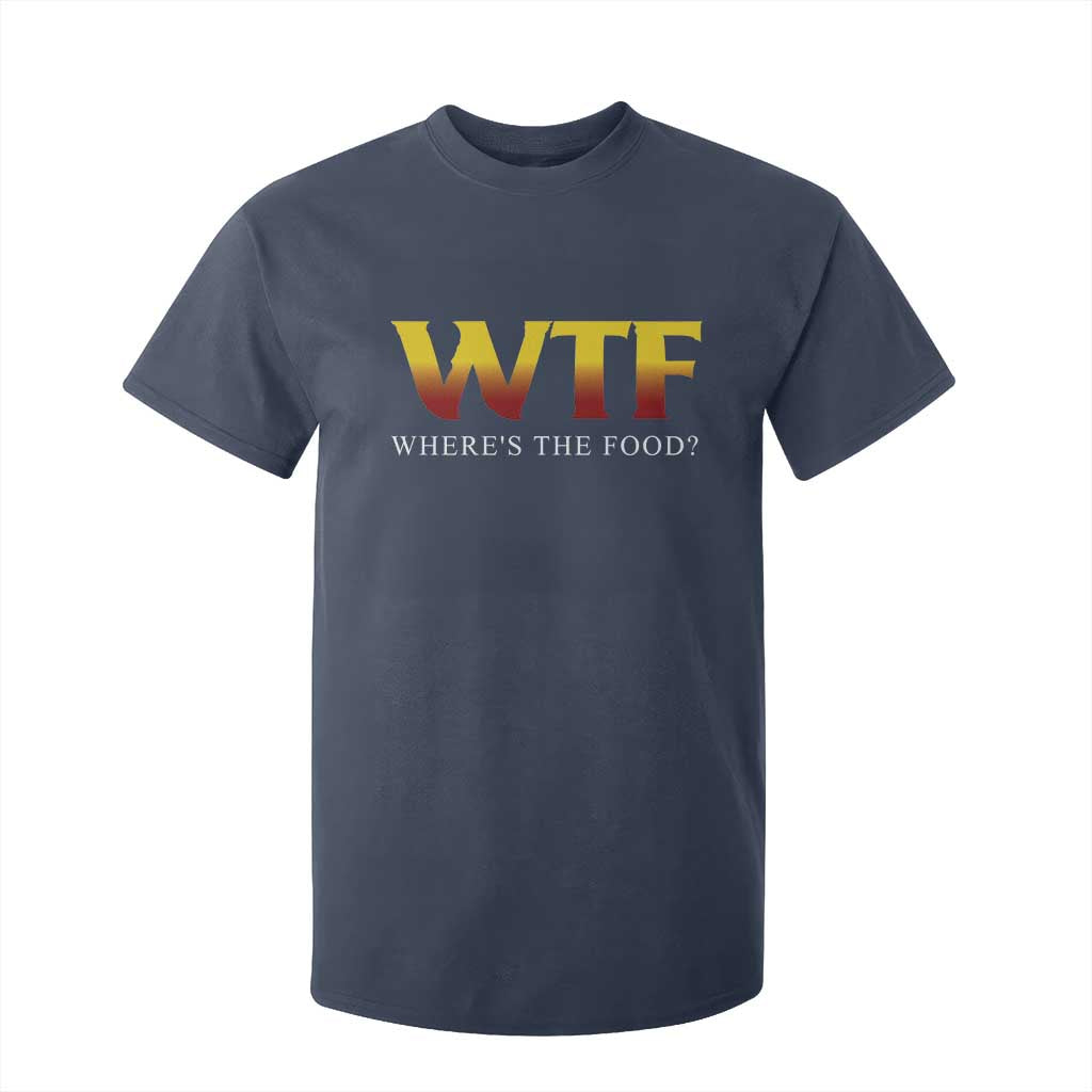 Funny BBQ Lover T Shirt For Kid WTF Where's The Food Grilling TS09 Navy Print Your Wear
