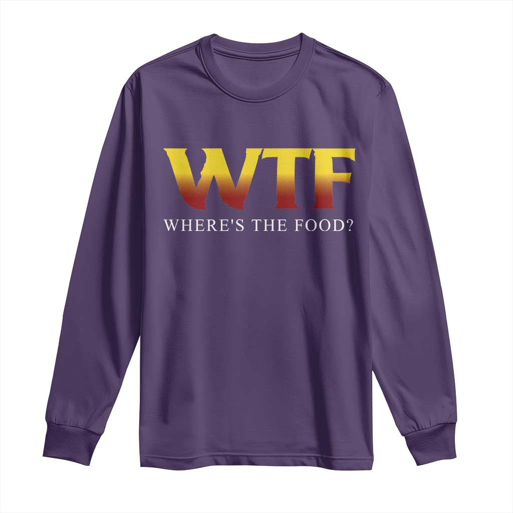 Funny BBQ Lover Long Sleeve Shirt WTF Where's The Food Grilling TS09 Purple Print Your Wear