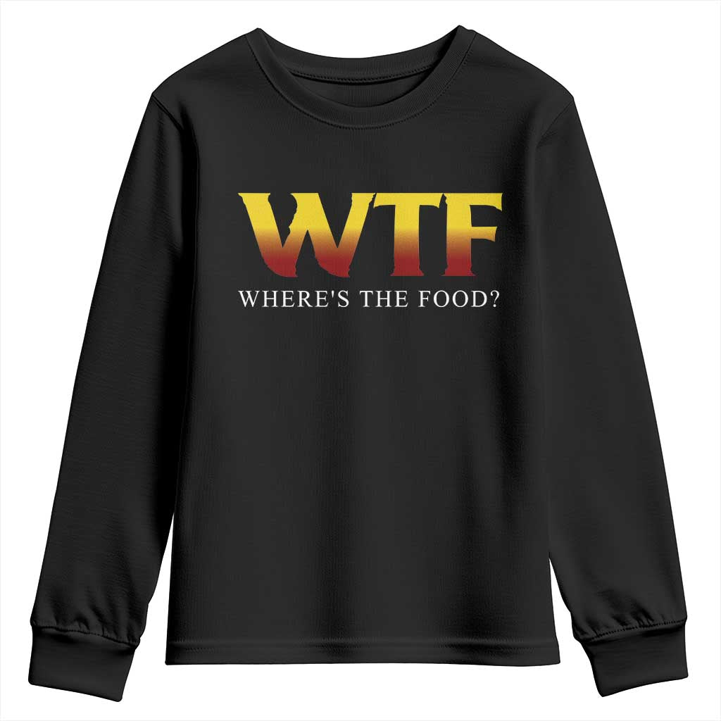 Funny BBQ Lover Youth Sweatshirt WTF Where's The Food Grilling TS09 Black Print Your Wear