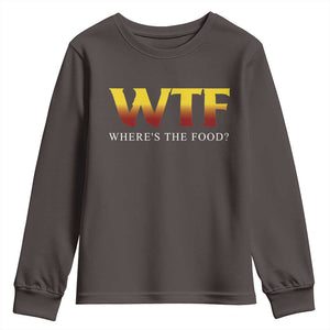 Funny BBQ Lover Youth Sweatshirt WTF Where's The Food Grilling TS09 Dark Chocolate Print Your Wear